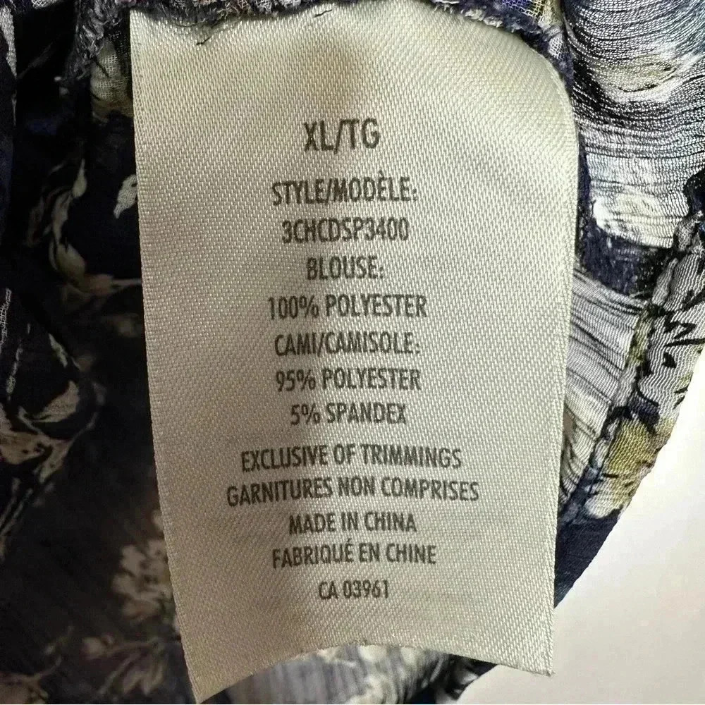 Denver Hayes Boho Blouse Sheet Flowy Floral Blue/White/Brown Size Extra Large - Picture 12 of 16
